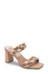 Dolce Vita Paily White Striped High Heel Slide Sandal Heels In Natural Multi Leather