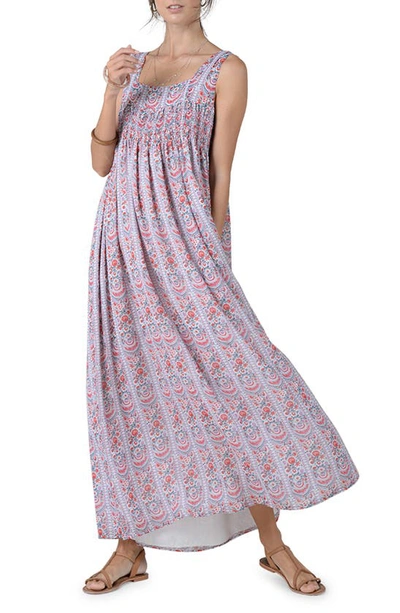 Molly Bracken Floral Smocked Maxi Dress In Mauve
