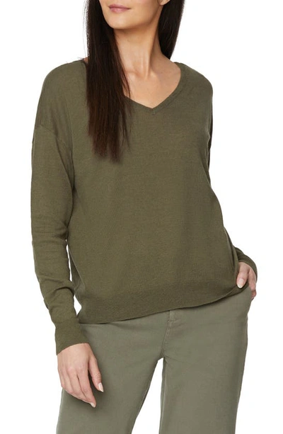 Nydj Double V-neck Linen-blend Sweater In Nocolor