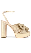 Loeffler Randall Natalia Pleated Knot Platform Sandals In Metallic Gold