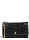 Alexander Mcqueen Medium Black Crocodile-effect Leather Cross-body Bag In Black