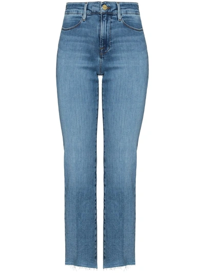Frame Cropped Straight Leg Jeans In Blue