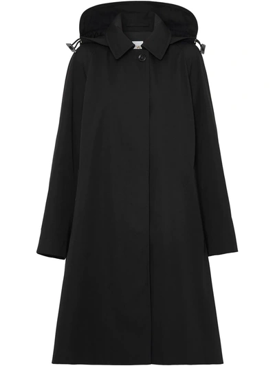 Burberry Cotton Gabardine Hooded Car Coat In Black