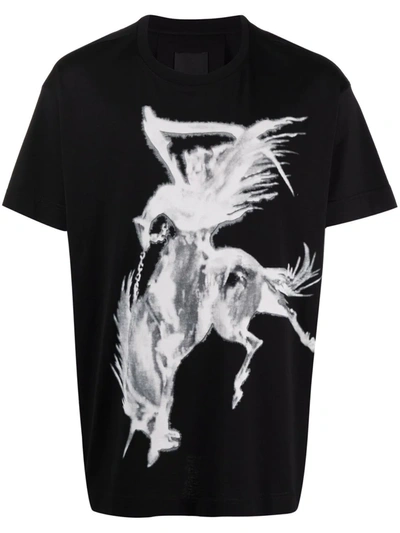 Givenchy Gothic-print Cotton-jersey T-shirt In Black