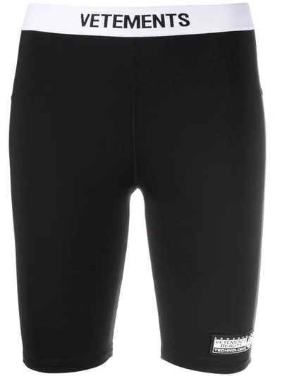 Vetements Monogram-trimmed Stretch Shorts In Black