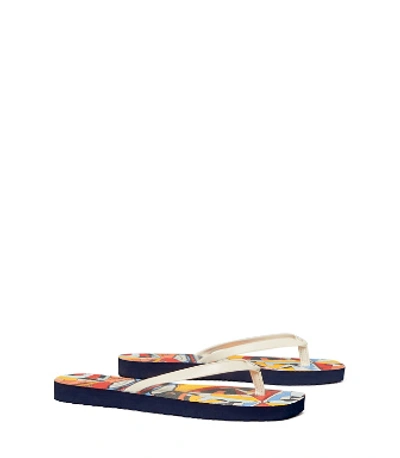 Tory Burch Square-toe Flip-flop In New Ivory / Rose Des Vents