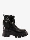 Prada Monolith Leather And Re-nylon Boots With Pouch In Black