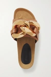 Jw Anderson Chain-embellished Leather Slides In Brown