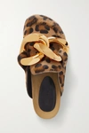 Jw Anderson Chain-embellished Leopard-print Calf Hair Slippers In Animal Print