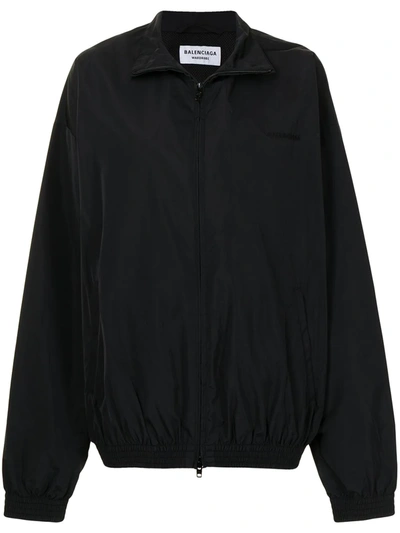 Balenciaga Nylon Logo Water-resistant Jacket In Black