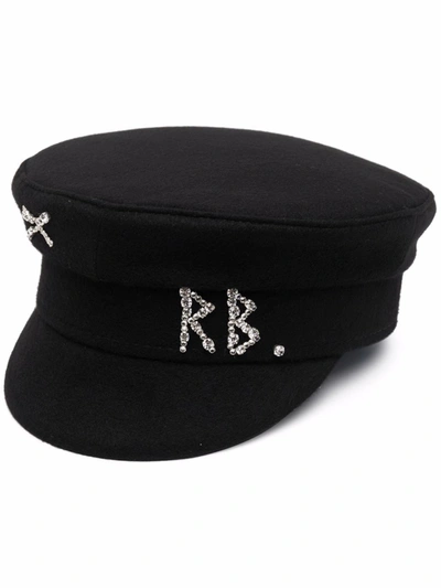 Ruslan Baginskiy Crystal-embellished Baker-boy Hat In 黑色