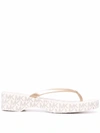 Michael Michael Kors Lilo Monogram-print Flip-flops In Neutrals
