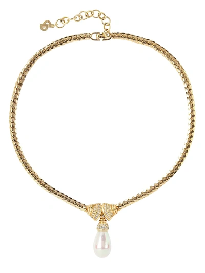 Pre-owned Dior 1980s  Pearl-embellished Necklace In Gold