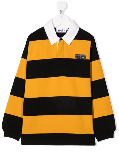Molo Kids' Stripe-print Polo Shirt In Black