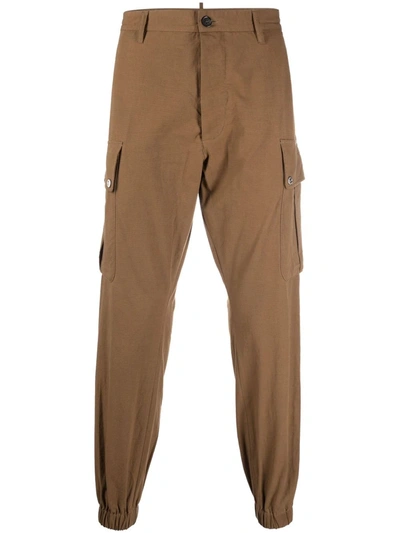 Dsquared2 Cargo-pockets Cotton Trousers In Beige