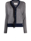 Maison Margiela D&eacute;cortiqu&eacute; Colorblock Wool-blend Cardigan In Grey Combo