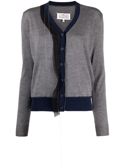 Maison Margiela D&eacute;cortiqu&eacute; Colorblock Wool-blend Cardigan In Grau