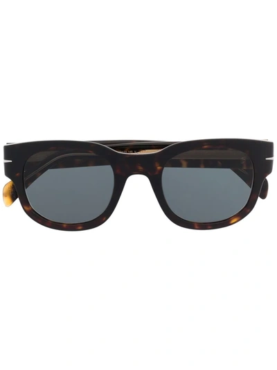 Eyewear By David Beckham Tortoiseshell Square-frame Sunglasses In Braun