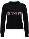 ALBERTA FERRETTI "LIVE THE PINK" BLACK SWEATER