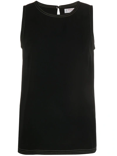 Alberto Biani Contrast Stitching Detailed Top In Schwarz