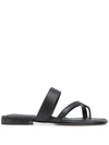 Manolo Blahnik Susa Crisscross Metallic Flat Sandals In Blue