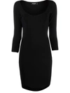 Dsquared2 Three Quarter-sleeved Fitted Dress In Schwarz