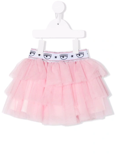 Chiara Ferragni Babies' Flirting Eye层叠薄纱短裙 In Pink