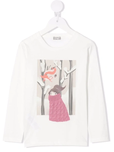 Il Gufo Kids' Tshirt In Cotton With Print In White