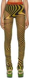 Jean Paul Gaultier Ssense Exclusive Yellow Ottolinger Edition Tulle Striped Leggings In 001015-black/yellow/