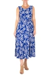 NINA LEONARD NINA LEONARD CREWNECK SLEEVELESS MIDI DRESS