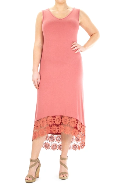 Nina Leonard Sleeveless V-neck High/low Dress In Rosewater