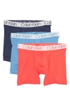 Calvin Klein Microfiber Boxer Briefs In Mood Indigo/cayenne/niagra