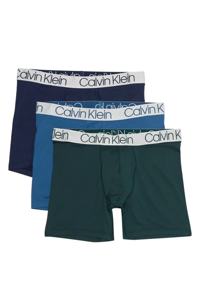 Calvin Klein Microfiber Boxer Briefs In Wsg Pol/dbl/nny