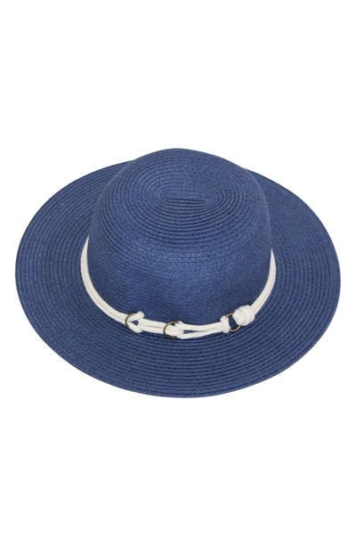 C And C California Boater Rope Trim Straw Sun Hat In Navy