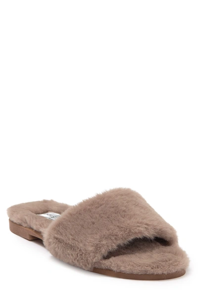 Chinese Laundry Mulholland Faux Fur Slide Sandal In Taupe