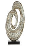 WILLOW ROW GRAY MOTHER OF PEARL SWIRL ABSTRACT SCULPTURE WITH BLACK BASE