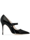 Manolo Blahnik Campari 105 Grosgrain-trimmed Patent-leather Pumps In Black