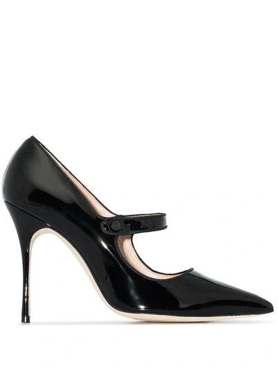 Manolo Blahnik Campari 105 Grosgrain-trimmed Patent-leather Pumps In Black