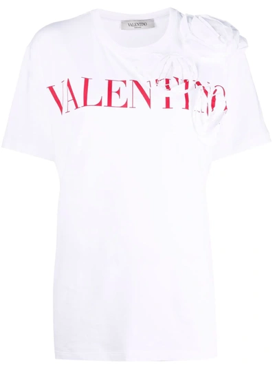 Valentino Rose Blossom Logo-print T-shirt In White