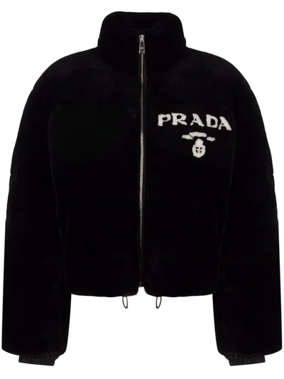 Prada Logo-print Zip-fastening Jacket In Black