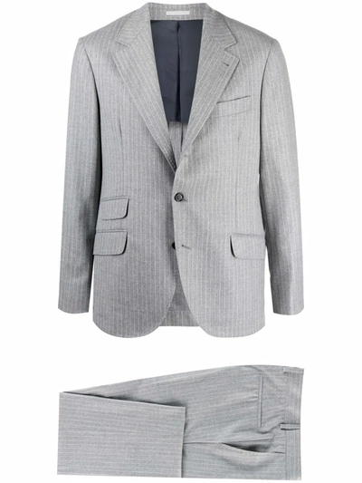 Brunello Cucinelli Single-breasted Pinstripe Suit In Grau