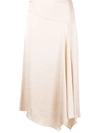 Theory High-waisted Draped Midi Skirt In Nude
