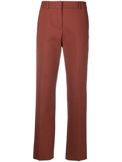 See By Chloé Cotton-blend Straight-leg Trousers In Braun