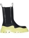 Bottega Veneta Bv Tire Leather Chelsea Boots In Black,green,yellow