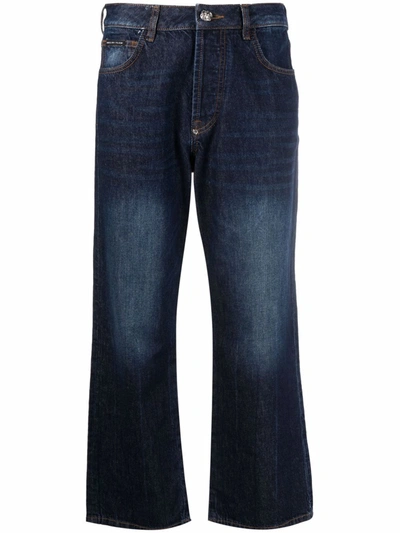 Philipp Plein Iconic Plein Wide-leg Jeans In 蓝色