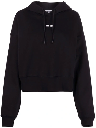 Msgm Logo-print Drawstring Hoodie In Black