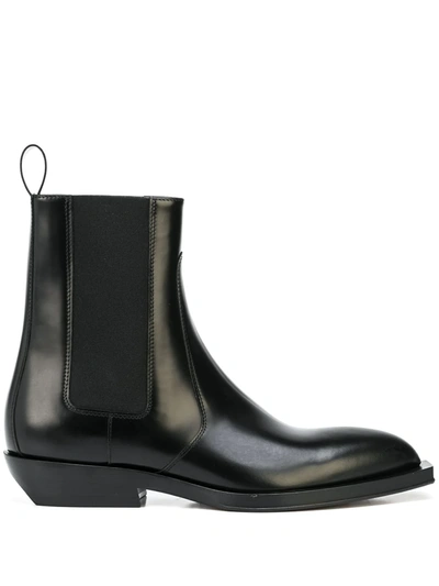 Bottega Veneta Black Chisel Chelsea Boots In Grafite