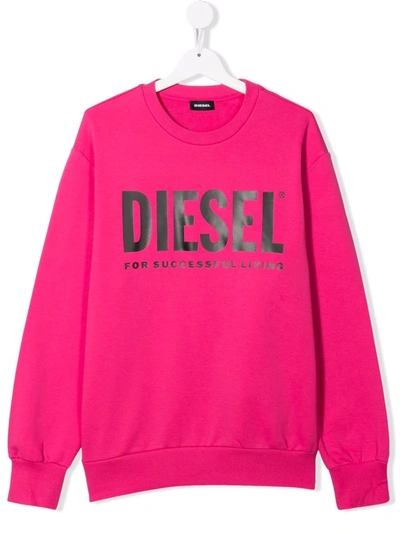 Diesel Teen Logo-print Cotton Sweatshirt In Pink