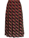 Ferragamo Geometric-print Pleated Skirt In Red