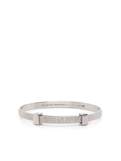 Balenciaga Force Sterling Silver Bangle Bracelet In Shiny Silver